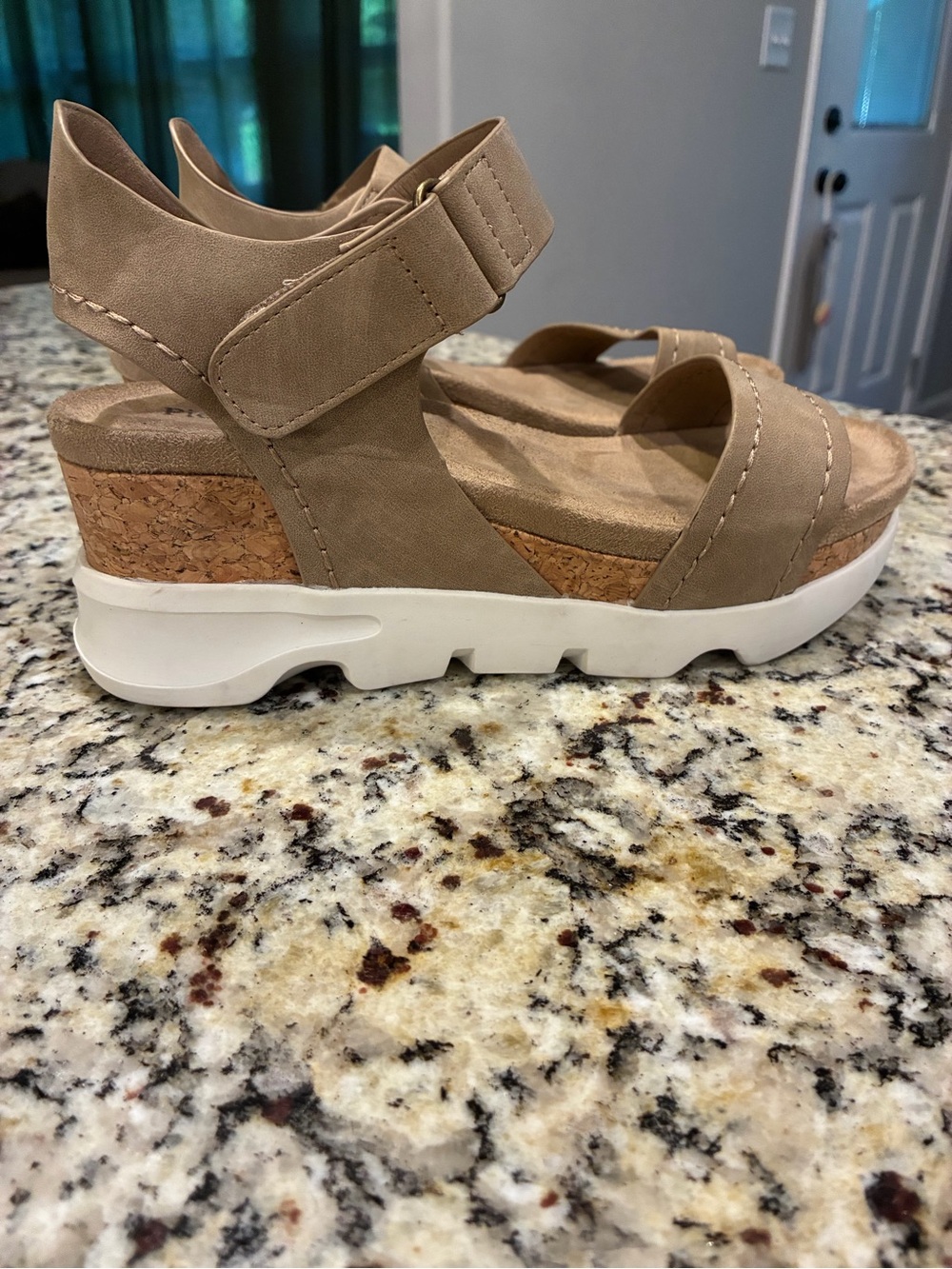 Women’s Taupe Wedge Sandals - Comfortable Platform Heel